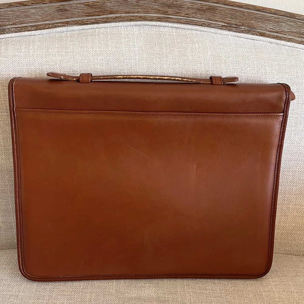 Coach Vintage Brown Leather Large Three Ring Binder Zip Top Handle Folio - Picture 13 of 16